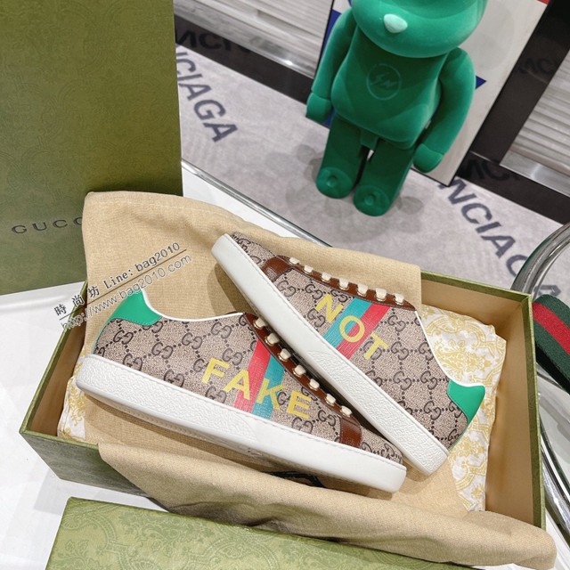 gucci頂級原版低幫鞋 古馳萬年經典情侶款小白鞋 男女款休閒板鞋 dx2765